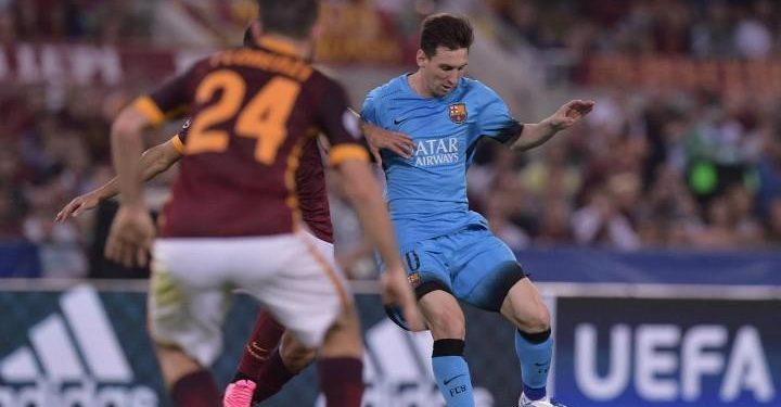 Messi_Florenzi_Barcellona_Roma_lapresse_2018