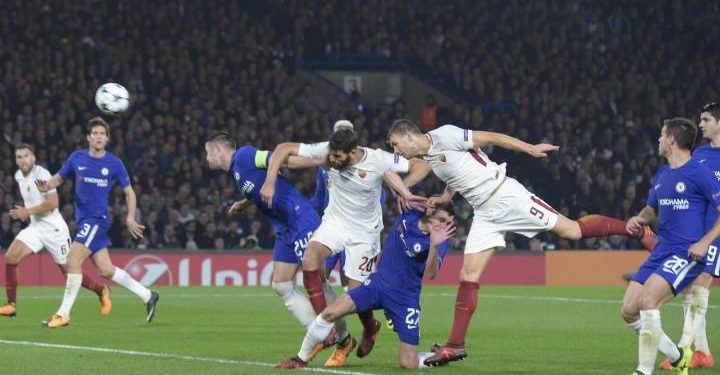 Dzeko_Fazio_Roma_Chelsea_lapresse_2017