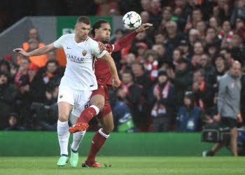 Dzeko_Van_Dijk_Liverpool_Roma_lapresse_2018