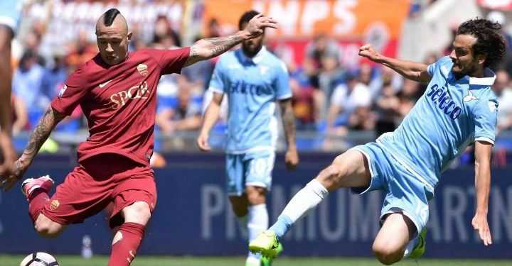 Nainggolan_Parolo_Roma_Lazio_lapresse_2017