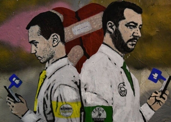 Murales a Roma Salvini e Di Maio