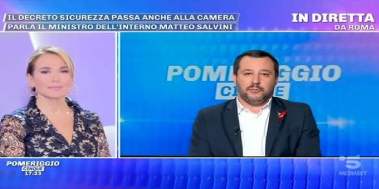 Matteo Salvini a Pomeriggio 5