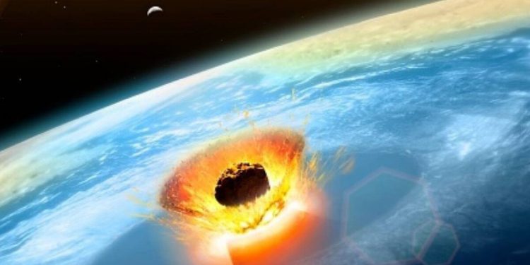 Asteroide contro la Terra (foto da Twitter)