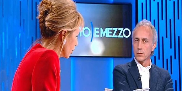 Lilli Gruber e Marco Travaglio a Otto e Mezzo