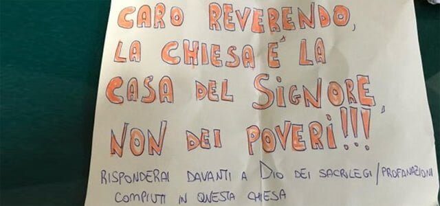 Roma, prete minacciato perchè fa troppa carità