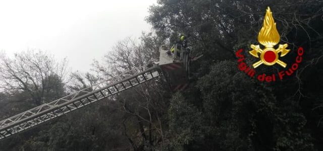 Roccia caduta a Roma su auto