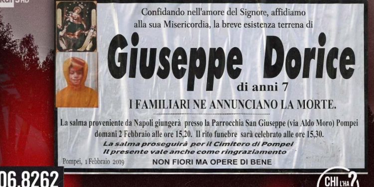 Manifesto Giuseppe, bambino ucciso di botte