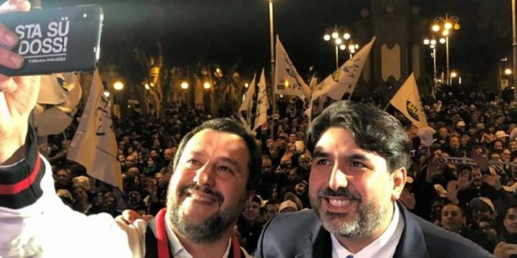 Christian Solinas e Matteo Salvini (Facebook)