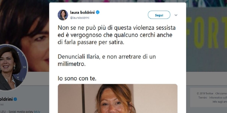 Laura Boldrini difende Ilaria Cecot (Twitter)