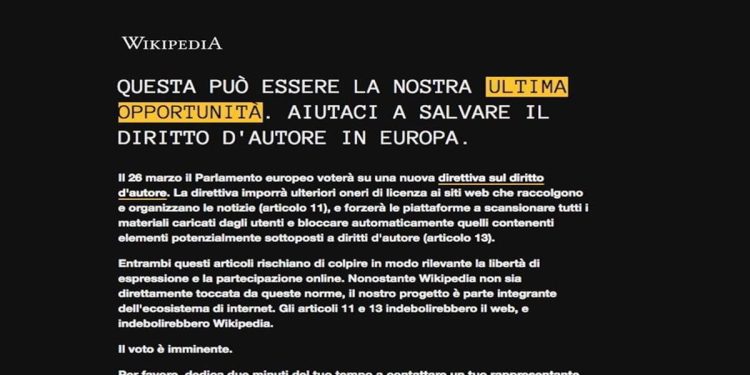 Wikipedia, oggi oscurato sito italiano