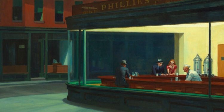 Edward Hopper, I sonnambuli (1942), particolare