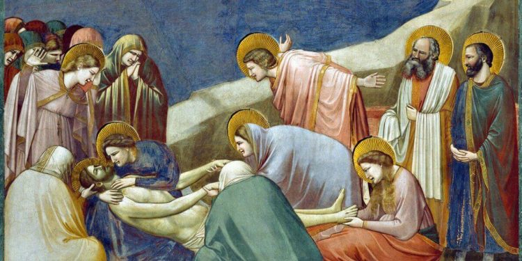 Giotto, Compianto su Cristo morto (1306), particolare