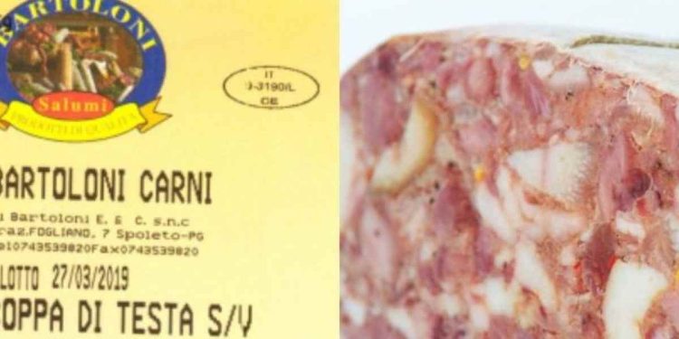 Allarme Listeria coppa di testa Bartoloni