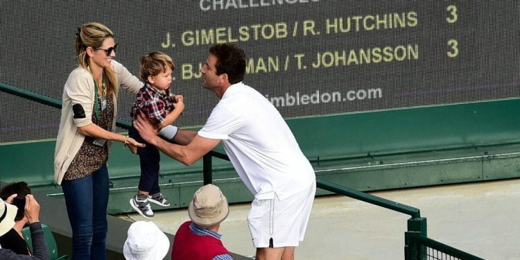 Justin Gimelstob a Wimbledon con la moglie Cary Sinnott (Foto LaPresse)