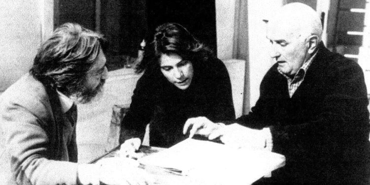 Franco Parenti e Andrée Ruth Shammah con Giovanni Testori negli anni 70 (foto teatrofrancoparenti.it)