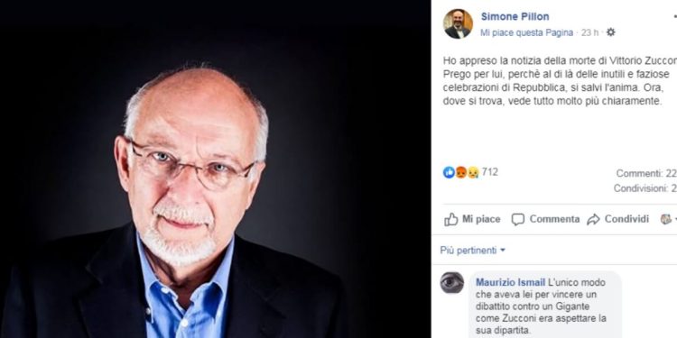 Simone Pillon, il post dopo la morte di Vittorio Zucconi (foto Facebook)