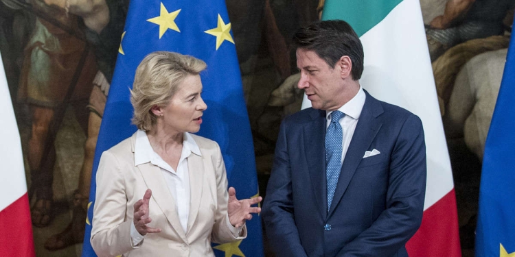 Ursula von der Leyen e Giuseppe Conte (Lapresse)