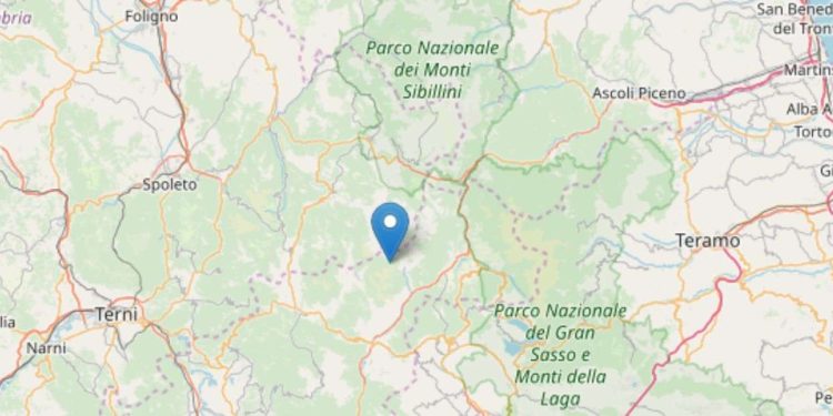 Terremoto oggi a Rieti, foto da INGV