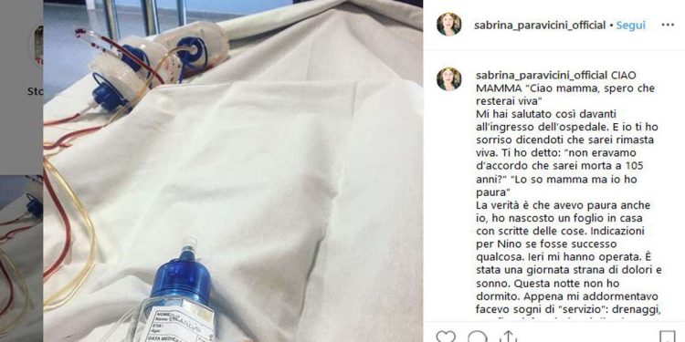 Sabrina Paravicini operata (Instagram)