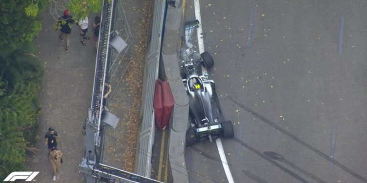 Incidente Bottas in FP1 GP Singapore 2019