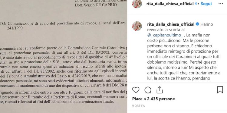 Il post di Rita Dalla Chiesa dedicato a Ultimo (Instagram)