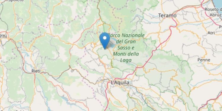 Terremoto oggi in provincia dell'Aquila (foto Ingv)