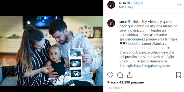 Suso papà per la seconda volta (Instagram)