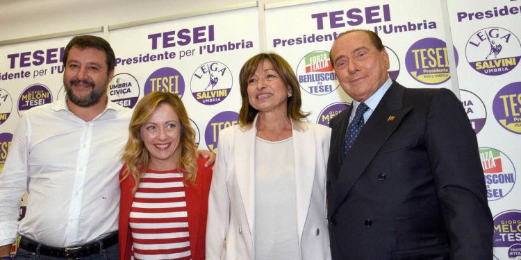 Salvini, Meloni, Berlusconi, Tesei