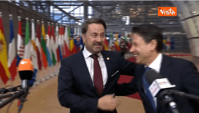 Giuseppe Conte, gag a Bruxelles