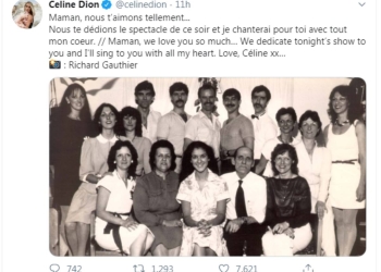 Celine Dion, morta mamma Therese (Twitter)