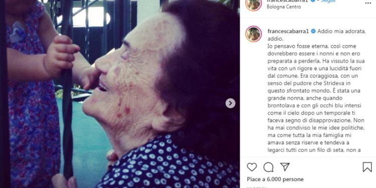 Francesca Barra, morta nonna Emma (Instagram)