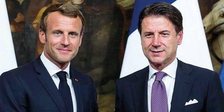 Il presidente francese Macron e il premier italiano Conte