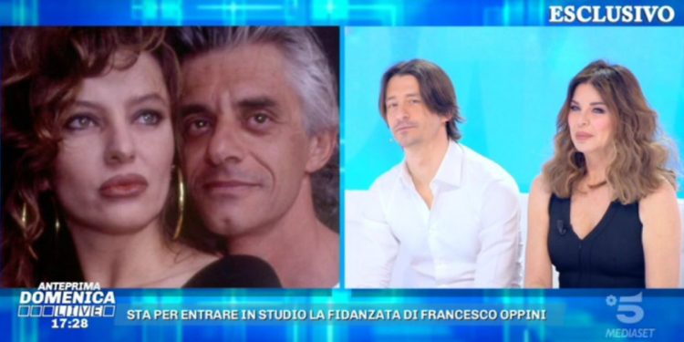 Alba Parietti ospite a Domenica Live con il figlio Francesco Oppini