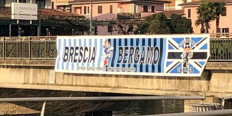 Striscione tifosi Atalanta Brescia (da Facebook)