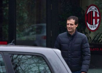 Massimiliano Allegri nell'ultimo giorno al Milan, gennaio 2014 (Foto LaPresse)