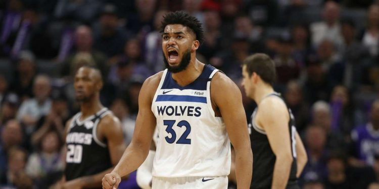 Karl-Anthony Towns, centro dei Minnesota Timberwolves (Foto LaPresse)