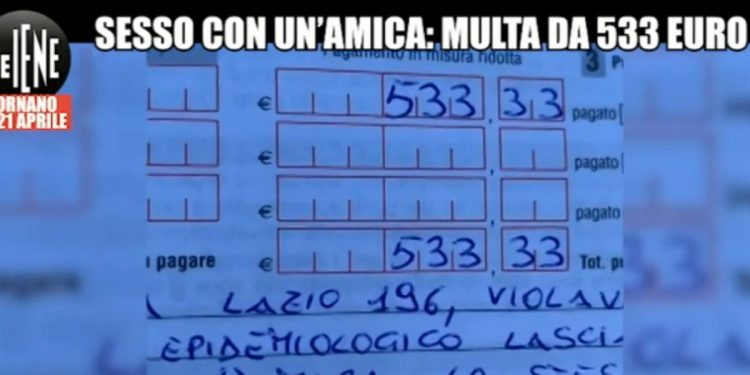 Viola quarantena per fare sesso da un'amica: multa da 533 euro