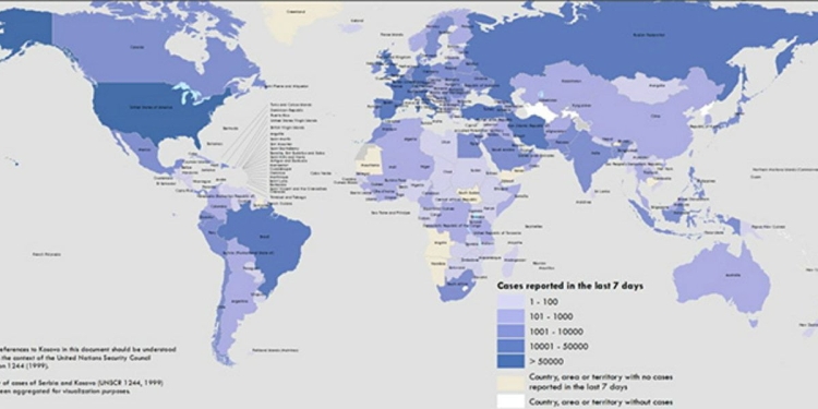 Coronavirus nel mondo (Foto: Oms)