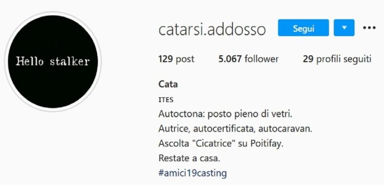 La pagina Instagram Catarsi addosso