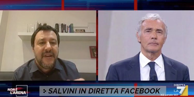 Giletti trasmette diretta Facebook di Salvini a Non è l'Arena