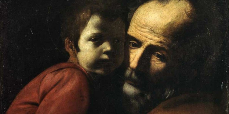 Battistello Caracciolo (1578-1635), San Giuseppe con Gesù Bambino, particolare