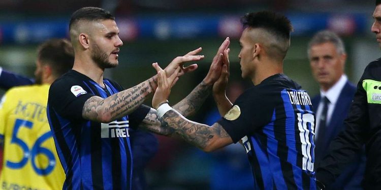 Mauro Icardi e Lautaro Martinez nell'unica stagione trascorsa insieme all'Inter (Foto LaPresse)