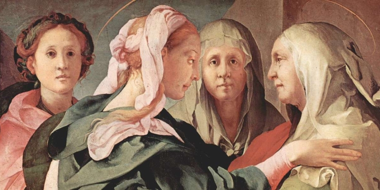 Jacopo da Pontormo, Visitazione (1528-29), particolare della Visitazione della Beata Vergine Maria a Elisabetta