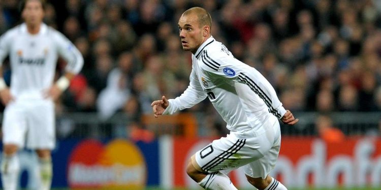 Wesley Sneijder ai tempi del Real Madrid (Foto LaPresse)