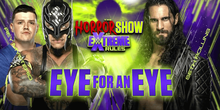 "Eye for an Eye" match fra Seth Rollins e Rey Mysterio, accompagnato dal figlio Dominick