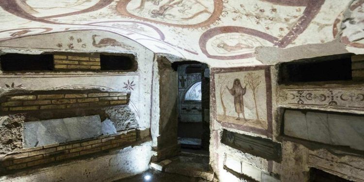 Roma. Catacombe di San Pietro e San Marcellino (LaPresse)