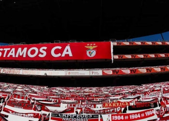 Empty seats are pictured prior of a Portuguese League soccer match between Benfica and Tondela in Lisbon, Portugal, Thursday, June 4, 2020. The Portuguese League soccer matches resumed Wednesday without spectators because of the coronavirus pandemic. (Tiago Petinga/Pool via AP)