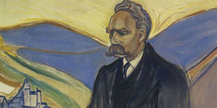 Edvard Munch, Ritratto di Friedrich Nietzsche (1906), particolare