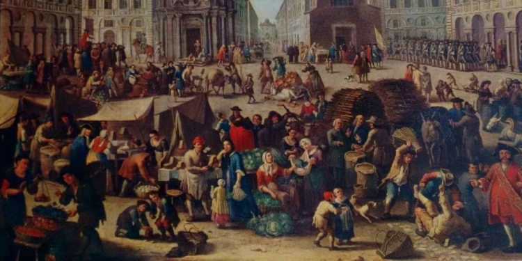 Giovanni Michele Graneri, Mercato in Piazza San Carlo, 1752, Palazzo Madama – Museo Civico di Arte Antica di Torino