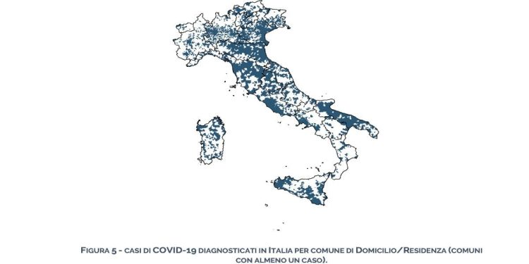 Mappa casi Covid per Comune (Figura Iss)